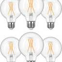 EDISHINE 6 Pack G25 Globe Light Bulbs, Dimmable Vintage LED Edison Bulbs, CRI90+ 5W Equivalent 60W, Clear LED Filament Vanity Light Bulbs, 2700K Warm White, 500LM, E26 Base, UL Listed