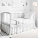 Crib Bed Skirt Dust Ruffle with Split Corners - 100% Cotton - Nursury Standard Crib Bedding Toddler Bedskirt for Baby Boys or Baby Girls - 14" Drop - White Crib Skirt (Crib Size :28W x 52L + 14" Drop)