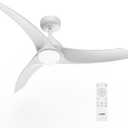 Ceiling Fans with Lights, 42 inch Low Profile Ceiling Fan with Light and Remote Control, Flush Mount, 3CCT, Dimmable, Quiet Reversible Motor, White Ceiling Fan for Bedroom Indoor/Outdoor Use