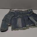 Women's Ripped Pleated Mini Denim Skirts Asymmetrical Raw Hem Jean Skirt Size S