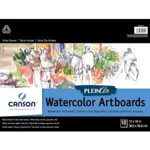 Canson Artist Series Plein Air Watercolor Paper, Fold Over Art Board, 12x16 inches, 10 Sheets - Artist Paper for Adults and Students - Watercolors, Mixed Media, Markers and Art Journaling