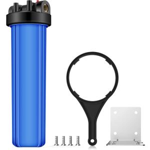 SimPure Whole House Water Filter Housing (DB20P), 20" x 4.5" Sediment Carbon Filter Universal Housing, Pre-Filtration System for Well and City Water, 1" NPT Port, Pressure Release