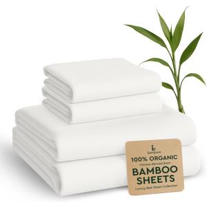 BAMPURE Luxury Series Queen Sheet Set - 100% Pure Viscose Bamboo Sheets - Super Soft, Cooling for Hot Sleepers - Deep Pocket (Up to 16'') (White)