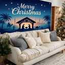 HOMETITUTE Christmas Backdrop 8x6ft Nativity Scene Silhouette Banner Holy Night Starry Sky Background Bethlehem Manger Photography Prop Religious Holiday Decoration for Indoor Outdoor Display