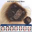 HAIRCUBE 10-Inch Human Hair Topper for Women 6.5x6.5 Inch Silk Base, Ombre Light Blonde Side - parted Short Bob with Bangs Thinning Hair Solution, Covers Gray Roots, Natural & Breathable
