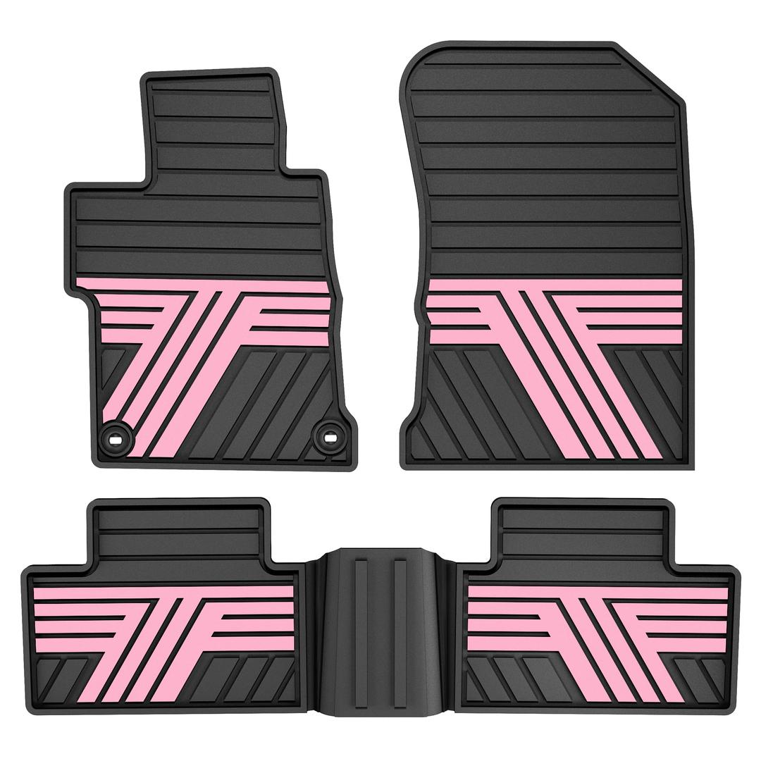 Floor Mats Fit for Honda HRV 2016 2017 2018 2019 2020 2021 2022, All Weather Custom Fit HR-V Rubber Floor Liner Accessories, 1st & 2nd Row, Black & Pink