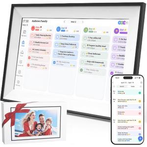 10.1 Inch Smart Family Digital Calendar with Touchscreen All-in-One Planner, Chore & Meal Chart, Syncs with Google/Outlook/iOS, WiFi Desk Organizer & Digital Photo Frame (Black)