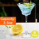 Stemmed Martini Glasses Set of 6, Premium Crystal Design Cocktail Cups 3.5 Oz, Vintage Coupe Glasses, Elegant Cocktail Glasses, Perfect For Parties, Gifts, Housewarming, Weddings, Aniversary