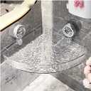 Corrugated Suction Cup Storage Holder Corner Shower Caddy Large Organizer Bathroom Shelf Clear Acrylic Shower Tray Shelves Inside Floating Shower Wall Shelf Bath Basket Rack Heavy Duty (Corner-Clear)