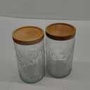 35oz/1000ml Glass Storage Jars with Nature Wood Lids, Airtight Food Storage Containers for Kitchen Organization, Large Capacity for Cookie, Pasta, Sugar, Flour, Cereal - Set of 2 sunflower