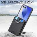 Wallet Case for Samsung Galaxy Z Flip 7 with 3 Card Slots Holder and Ring, Luxury PU Leather Kickstand Shockproof Protective Cover for Galaxy Z Flip7 LZQB Black