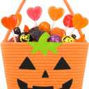 ShellKingdom Halloween Basket, Trick or Treat Basket, Cute Pumpkin Candy Bucket, Halloween Decorations Gift Baskets for Boys Girls