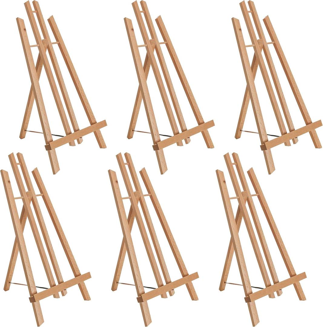 U.S. Art Supply 18" Large Tabletop Display Easel - Beechwood Artist A-Frame Display Stand, Wooden Easel for Painting, Canvas Stand, (Pack of 6) Classrooms Events Photo Picture Sign Holder