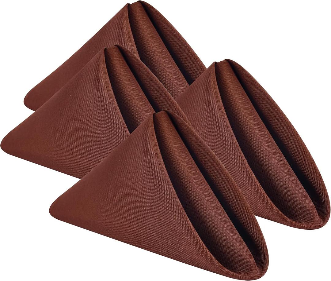2 x Wolkemer Set of 4 Chocolate Cloth Napkins 17 x 17 Inches Solid Washable Polyester Dinner Napkins with Hemmed Edges for Dinners Parties Weddings Banquets Events Table Decoration