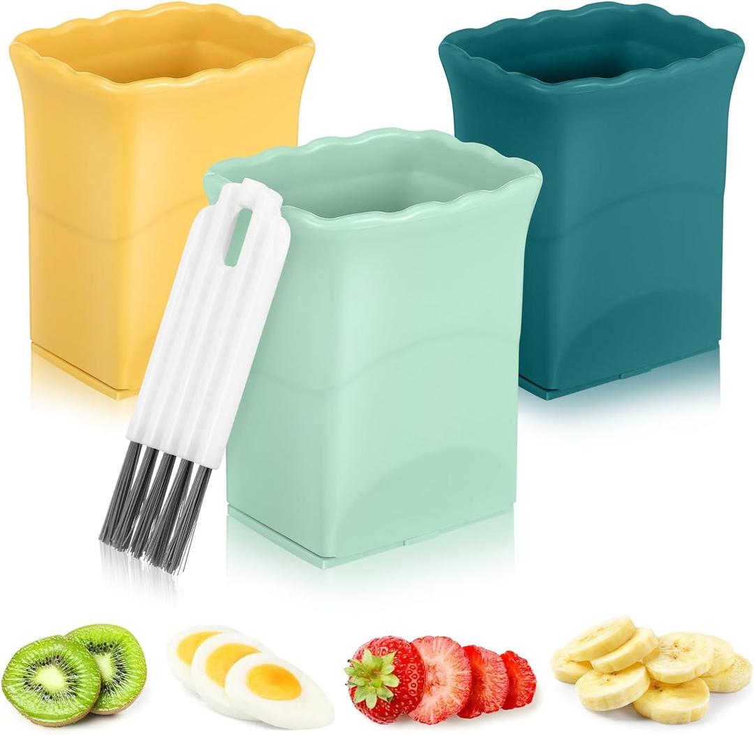 iplusmile Fruit Slicer Cup for Egg Strawberry, 3 Sets Handheld Fruit Slice Banana Cutter, Quickly Making Vegetable Salad Cutter Craft Kitchen Tool