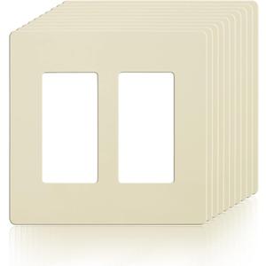 Faith Ivory 2-Gang Screwless Wall Plate (10-pack) | Light Switch Plate or Wall Plate for Electrical Outlet | 2-Gang Wall Plate for Decorator Switches and Receptacles | Heat-Resistant Thermoplastic