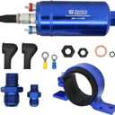 Universal External Inline Electric Fuel Pump High Flow 300LPH 12V with Mounting Bracket Clamp Blue