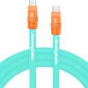 chubbycable Two-Color Chubby - 240W Silicone USB C Cable Extra Thick Fast Charging Cable Compatible with iPhone 16/15 Plus/Pro Max, Samsung Galaxy, Light Blue+Light Orange, Type-C to Type-C, 3.3FT