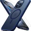 Magnetic for iPhone 15 Pro Max Case [Compatible with MagSafe] with 2X Screen Protector, Military-Grade Slim Shockproof Phone Cover Translucent Matte Anti-Fingerprint for iPhone 15 ProMax, Blue
