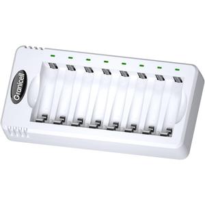Granicell 8 Bay AA and AAA Battery Charger, Independent Slot,USB High-Speed Charging, for Ni-MH/Ni-CD Rechargeable Batteries, Adapter-Free