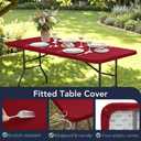 Fitted Tablecloths for 6-Foot Rectangle Tables - 6 Pack Outdoor Picnic Table Covers with Elastic, Washable Folding Table Protector for Party Banquet Graduation, 30x72 Inch, Red