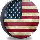 Retro American Flag Spare Tire Cover Fit for Jeep RV Truck SUV Travel Camper Trailer 14",15",16",17",Waterproof and Dustproof Protection Tires (15" for Diameter 27.5"-29.5"/69.85-74.92cm)