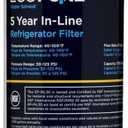 EcoPure EPINL30 5-Year In-Line Refrigerator Water Filter Universal Fit for Most Fridges, Ice Makers, RVs & Boats Reduces Chlorine Taste & Odor Easy DIY Install with 1/4" Fittings