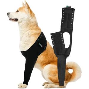 Suitical Recovery Sleeve for Dogs - Interchangeable, Single Sleeve Front Leg Protection for Post-Surgery, Hot Spots, or Skin Issues - Breathable, Machine Washable - L Black - Chest: 25.2-33.1 in