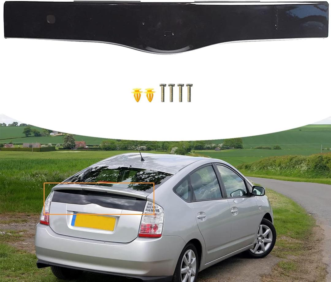 Rear Tailgate Cover Liftgate Garnish Trim Bright Black Replacement for 2004-2009 Prius 76801-47060-C0 76801-47040-C0