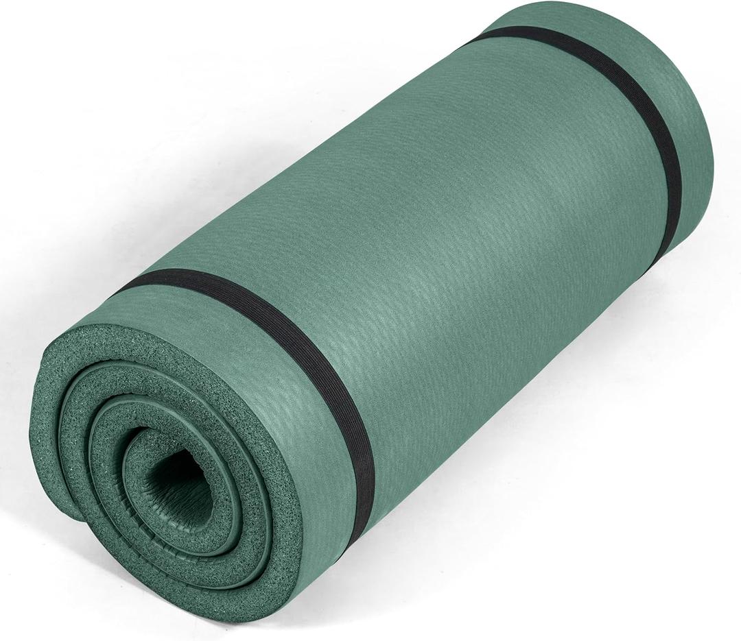 Tone Fitness 1" Extra Thick Yoga Mat, Exercise & Pilates Mat with Strap