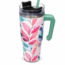 Spring Flowers Art Light Color Vacuum Insulated Tumbler with Lid 40 oz Water Bottle Reusable Coffee Travel Mug Spill Proof Leak Proof for Water, Iced Tea or Coffee 