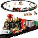 Toyvian Christmas Train Set Festive Battery Powered Train Model Mini Train Lights & Sound, Railway Kits Steam Locomotive Engine, Lights & Sound, Railway Kits