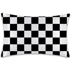 1 Pack Satin Pillowcase for Hair and Skin Abstract Checkered Imitation Silk Pillowcase 20" x 36" with Hidden Zipper Soft Smooth Cooling Checkerboard Pillow Cover King Size for Bedroom Sofa