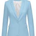 Lookbook Store Womens Notched Lapel Pockets Button Work Office Blazer Jacket Suit, Large