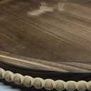 Round Burnt Wood Serving Tray with Beads, Wooden Decorative Tray for Entertaining, Decoration, and Gifting, (13", Burnt Brown Y1)