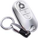 Compatible with Mercedes Benz Key fob Cover Keychain for 2021 2022 2023 2024 2025 E/C/S-Class EQE/EQS/GLC/Maybach 300/350/400/450/500/560/600/680/63/53 Silver Accessoires