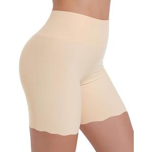 Blueinn High-Waisted Slip Shorts for Under Dresses Women Anti Chafing Cooling Shorts Boyshorts with Scalloped Bottom, L