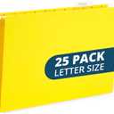Blue Summit Supplies Hanging File Folders, 25 Reinforced Hang Folders, Designed for Home and Office Color Coded File Organization, Letter Size, Yellow, 25 Pack