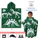 VOOVA & MOVAS Dinosaur Hooded Poncho Towels for Kids (4-8Years,28"x28"),Soft Cotton Thick Absorbent Towel Robe for Toddler Boys,Perfect for Bathroom | Pool | Swimming, Jacquard Green Dino