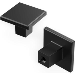 Hickory Hardware 7 Pack of Square Kitchen Cabinet Knobs, Quality Drawer and Dresser Knob, Handle Pulls for Cabinet Doors, Bathroom Drawers, 1-3/16 Inch, Matte Black