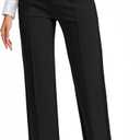 FUNYYZO Office Dress Pants for Women Stretch High Waisted Casual Business Long Trousers with Deep Pockets (Black, L)
