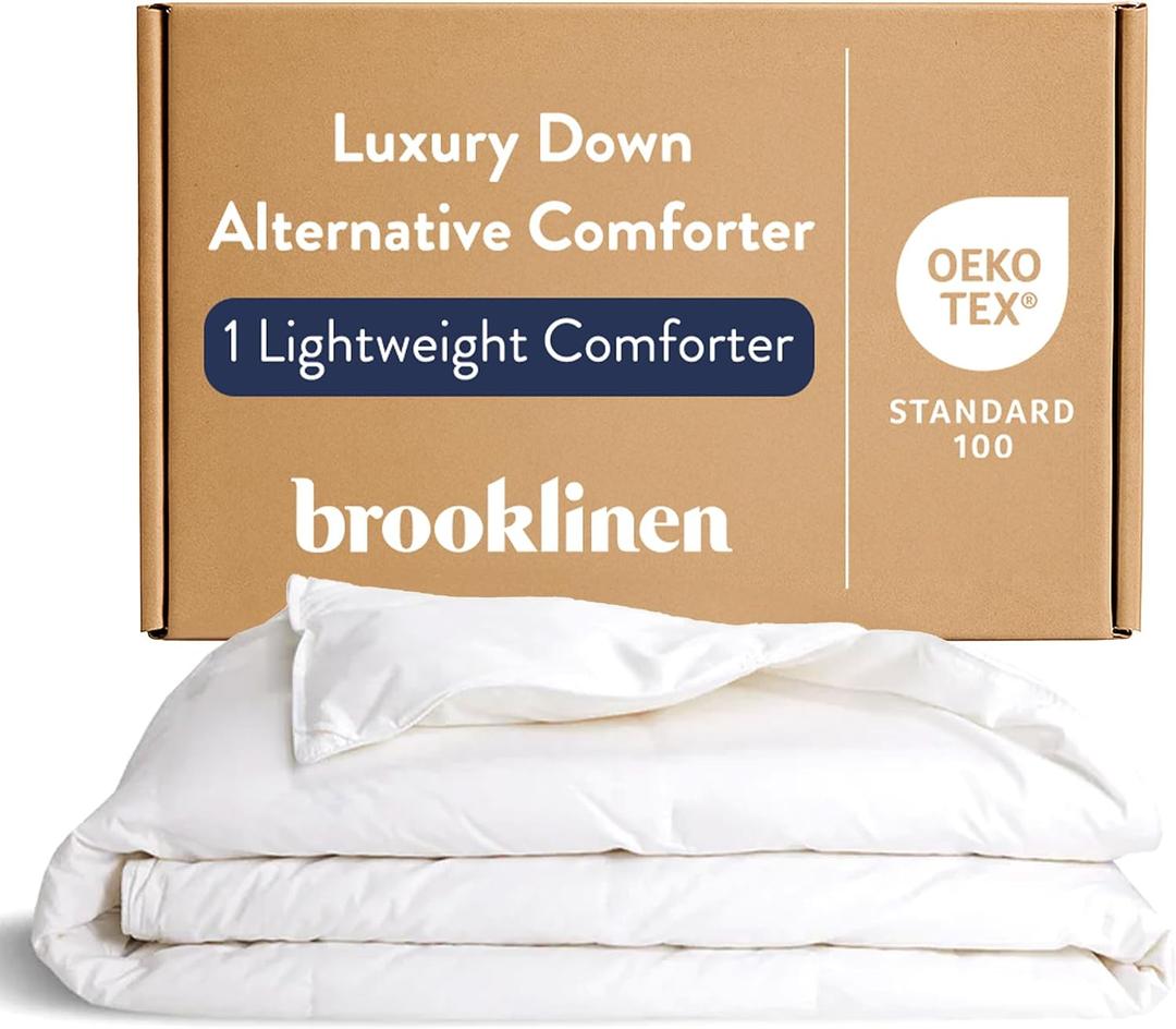 Lightweight Down Alternative Comforter - Twin/Twin XL - Cooling Summer Duvet Insert for Hot Sleepers - 100% Cotton Sateen, Breathable Recycled Fill, Baffle Box - Soft & Airy Bedding