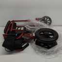 Medline Lightweight Foldable Transport Wheelchair with Handbrakes and 12-Inch Wheels, Red Frame, Black Upholstery