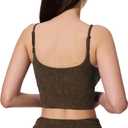 Women's Sweetheart V Neck Tank Top Adjustable Straps Workout Yoga Tops Going Out Basic Casual Crop Cami Shirts (Brown)