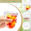 Alaeseje 50 Pack Clear Plastic Cups with Strawless Sip Lids,12 oz Iced Coffee Cups with Lids,Disposable PET Crystal Cups,Round Bottom To Go Cup for Iced Coffee Juice Smoothie Cold Beverage