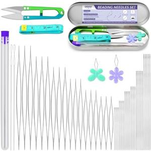 86 Pcs Beading Needle Set,6 Sizes Big Eye Seed Bead Needles,Long Straight Beading Needle,Twist Beading Needles,Flexible Needle for Beads for Jewelry Making