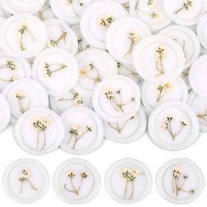 60 Pcs Self Adhesive Wax Seal Stickers for Wedding Envelopes Dry Floral Wax Seal Sticks Baby's Breath Wedding Wax Seal Sticker Backing Envelope Seals for Wedding Invitations Bridal Shower Party