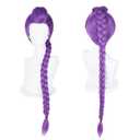 Long Purple Braid Wig for Women  Fantasy Cosplay Wig with Thick Braided Ponytail  Synthetic Heat Resistant Hair for Halloween, Anime, and Costume Events