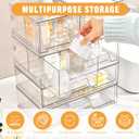 Stebopum 4 Pack Stackable Storage Drawers Clear Acrylic Organizer Bathroom Makeup Organizer and Storage for Beauty Supplies,Ideal for Vanity, Bathroom,Cabinet,Pantry Organization