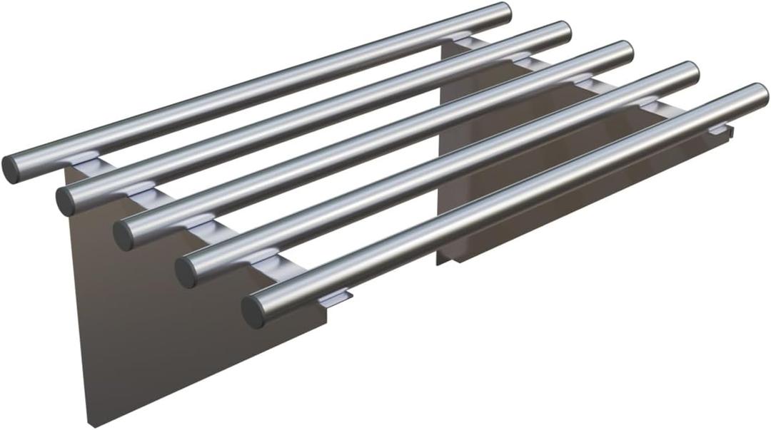 Stainless Steel Tubular Wall Mount Shelves with 2 Brackets 14x24 Inches, Metal Shelving for Commercial Kitchen, Hotel, Home, Laundry, Garage and Workshops